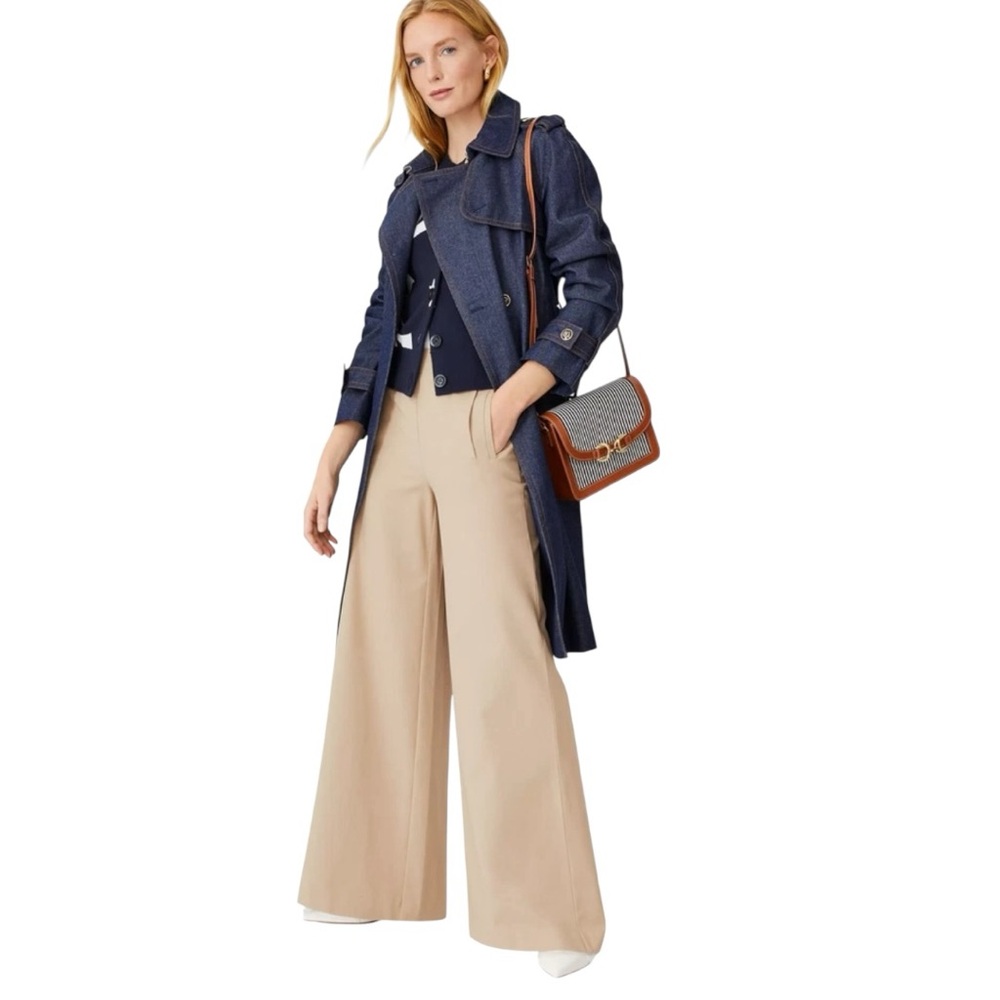 Ann Taylor The Sailor High Rise Wide-Leg Palazzo Pant in Twill. Baguette Size 12